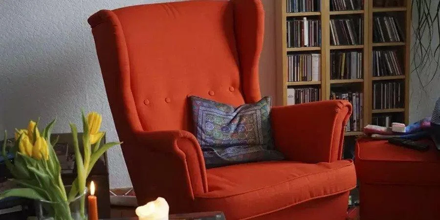 red TV recliner in a room